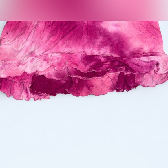 Betsey Johnson Pink Tie-Dye Ruffle Hem Tank Top Size L 🌸🌺 - Picture 5 of 8